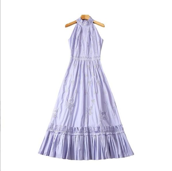 512 2023 runway dress crew neck sleeveless blue white embroidery dress empire brand same style dress flora print womens clothes sh, Black
512 2023 runway dress crew neck sleeveless blue white embroidery dress empire brand same style dress flora print womens clothes sh, Black
