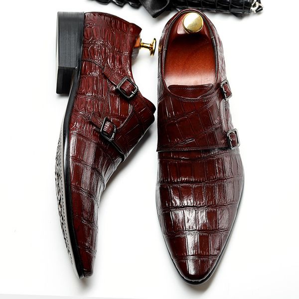 size 6 to black men dress shoes genuine leather crocodile pattern monk strap oxford double buckles business formal shoes male
size 6 to black men dress shoes genuine leather crocodile pattern monk strap oxford double buckles business formal shoes male