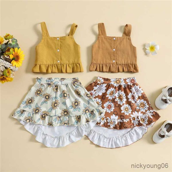 clothing sets girls summer outfit children's solid color button sling vest and irregular floral skirt kid clothes, White
clothing sets girls summer outfit children's solid color button sling vest and irregular floral skirt kid clothes, White
