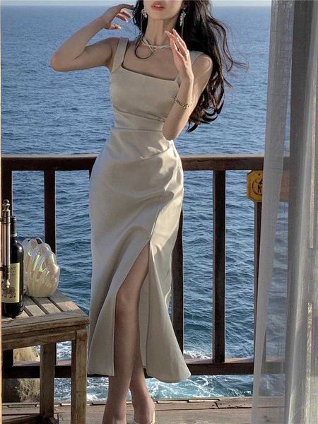midi dress women elegant summer folds fashion evening party lady vestido vintage spring female clothing solid satin dresses, Black;gray
midi dress women elegant summer folds fashion evening party lady vestido vintage spring female clothing solid satin dresses, Black;gray