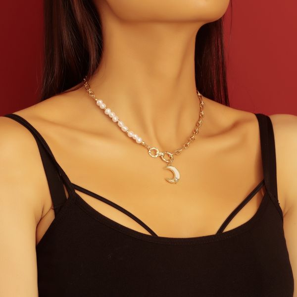 necklaces designer punk collarbone chain minor crescent oyster necklace, hand-stitched beaded necklace trendy designer jewelry clavicle chai, Silver
necklaces designer punk collarbone chain minor crescent oyster necklace, hand-stitched beaded necklace trendy designer jewelry clavicle chai, Silver