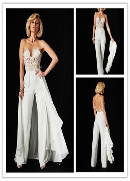 2018 charming white chiffon jumpsuits prom dresses v neck evening gowns floor length backless detachable train formal party d5724843, Black
2018 charming white chiffon jumpsuits prom dresses v neck evening gowns floor length backless detachable train formal party d5724843, Black