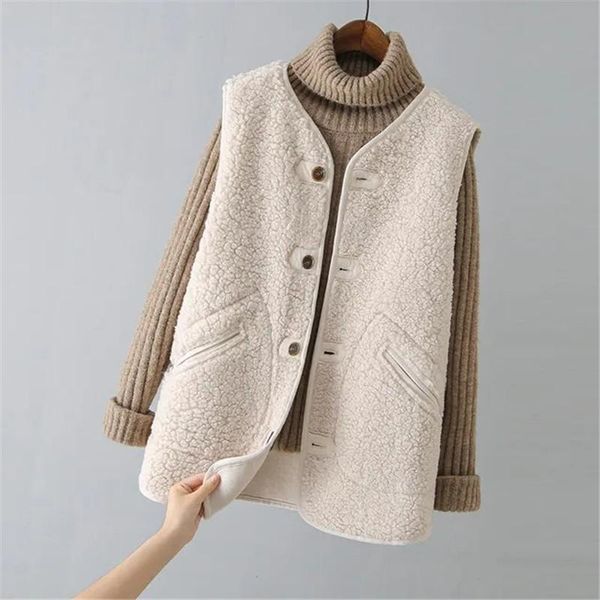 vests vest women jacket lamb wool gilet spring autumn korean fashion sleeveless waistcoat singlebreasted solid chaleco pelo mujer, Black;white
vests vest women jacket lamb wool gilet spring autumn korean fashion sleeveless waistcoat singlebreasted solid chaleco pelo mujer, Black;white