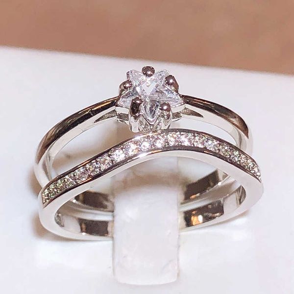 band rings new fashion single diamond double ring women 925 stamp white zirconia ring party wedding jewelry gift wholesale aa230530, Silver
band rings new fashion single diamond double ring women 925 stamp white zirconia ring party wedding jewelry gift wholesale aa230530, Silver