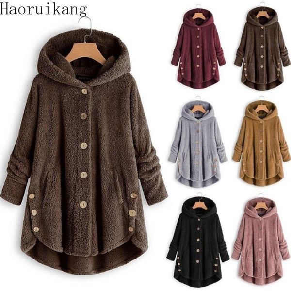 fur women button plush hooded loose cardigan wool coat winter jacket keep warm pockets outerwear, Black
fur women button plush hooded loose cardigan wool coat winter jacket keep warm pockets outerwear, Black