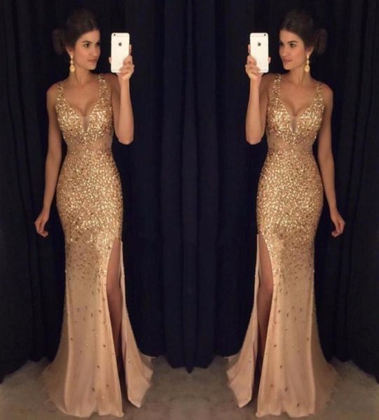 2k17 sparkle gold crystal prom dresses mermaid v neck high side split evening dress floor length long formal custom prom dressess6730924, Black
2k17 sparkle gold crystal prom dresses mermaid v neck high side split evening dress floor length long formal custom prom dressess6730924, Black