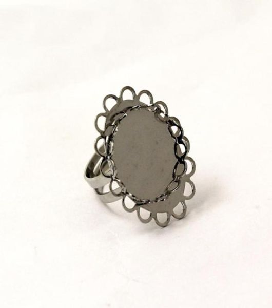 beadsnice jewelry finding handmade ring base fit 18mm round gemstone ring blanks adjustable size bezel ring base lace oval id 28945667652, Slivery;crystal