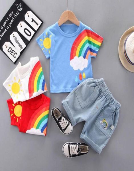 clothing sets baby kids boy girls cotton clothes tshirt short pants denim rainbow print outfits suits 14y6329610, White
clothing sets baby kids boy girls cotton clothes tshirt short pants denim rainbow print outfits suits 14y6329610, White