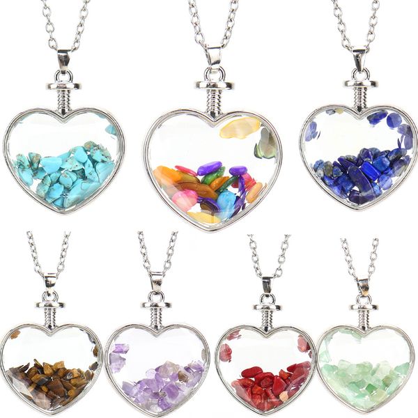 heart shaped wishing bottle necklace glass p box natural gravel crystal pendant necklace, Silver
heart shaped wishing bottle necklace glass p box natural gravel crystal pendant necklace, Silver