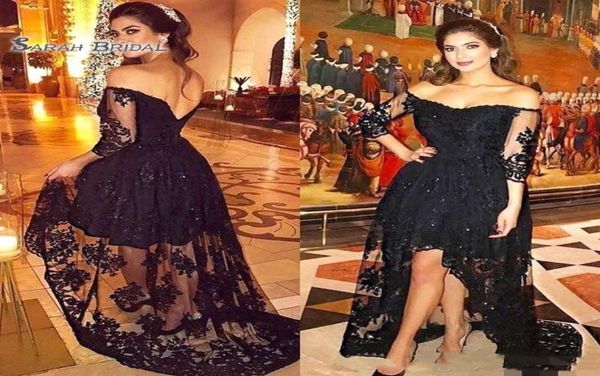 classic black prom dresses off shoulder lace appliques long sleeves beads high low evening party gowns4894111
classic black prom dresses off shoulder lace appliques long sleeves beads high low evening party gowns4894111