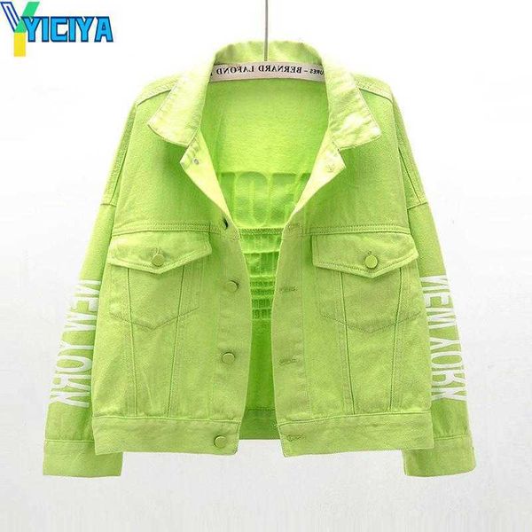 yiciya women's jackets women letter printed denim jacket neon green ladies trendy korean fashion loose candy color thin coat button st, Black;brown
yiciya women's jackets women letter printed denim jacket neon green ladies trendy korean fashion loose candy color thin coat button st, Black;brown