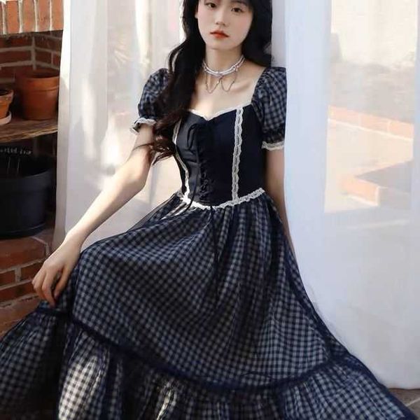 puff sleeve sweet women princess dress vintage lady lace patchwork high waist midi dress female plaid pleated a-line party dress, Black;gray
puff sleeve sweet women princess dress vintage lady lace patchwork high waist midi dress female plaid pleated a-line party dress, Black;gray