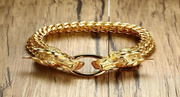men039s punk double dragon head herringbone chain bracelet for men braslet stainless steel gold tone hip hop male jewelry 22 5c6242079, Black
men039s punk double dragon head herringbone chain bracelet for men braslet stainless steel gold tone hip hop male jewelry 22 5c6242079, Black