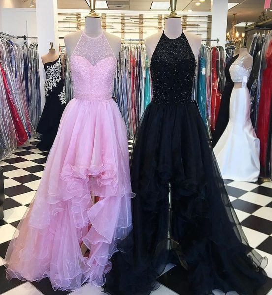 2022 real po pink black halter prom dress high low open back beaded crystal a line organza evening formal gowns pageant p9825224
2022 real po pink black halter prom dress high low open back beaded crystal a line organza evening formal gowns pageant p9825224