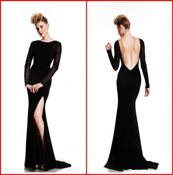 backless long sleeve evening dresses bateau sheer beaded black high side slit mermaid maxi sweep train formal dress party gow5750524, Black;red
backless long sleeve evening dresses bateau sheer beaded black high side slit mermaid maxi sweep train formal dress party gow5750524, Black;red