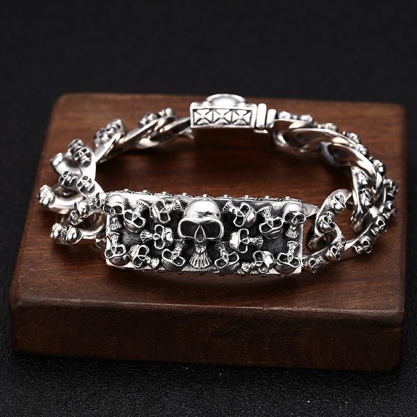 skulls skeletons link chain bracelets plug-in clasp solid 925 sterling silver bracelet vintage handmade designer mens womens fashion jewelry, Black
skulls skeletons link chain bracelets plug-in clasp solid 925 sterling silver bracelet vintage handmade designer mens womens fashion jewelry, Black