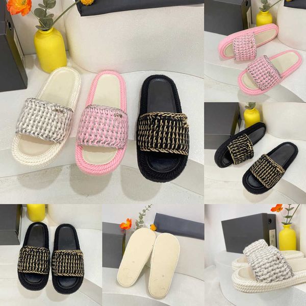 women's slippers designer flat sandals chain hemp rope hand-woven simple and exquisite platform flip-flops fisherman shoes retro beach, Black
women's slippers designer flat sandals chain hemp rope hand-woven simple and exquisite platform flip-flops fisherman shoes retro beach, Black