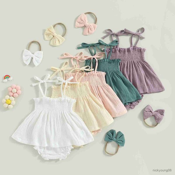 clothing sets infant newborn baby girl summer outfits sleeveless tie strap shirred and shorts headband set 0-24m, White
clothing sets infant newborn baby girl summer outfits sleeveless tie strap shirred and shorts headband set 0-24m, White