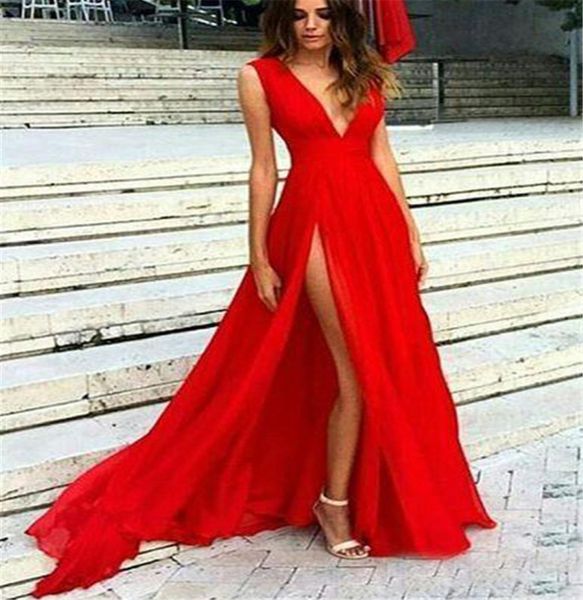 long red split prom dresses deep v neck formal evening dress long pleated tulle party gowns4972796, Black
long red split prom dresses deep v neck formal evening dress long pleated tulle party gowns4972796, Black