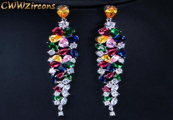 cwwzircons multi color flower shape statement cubic zirconia long dangling earrings fashion bridal wedding party jewelry cz422 2203211774, Silver
cwwzircons multi color flower shape statement cubic zirconia long dangling earrings fashion bridal wedding party jewelry cz422 2203211774, Silver