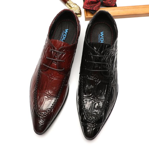 crocodile pattern shoes for men formal genuine leather elegant shoes dress man black burgundy lace up wedding pointy oxford shoe
crocodile pattern shoes for men formal genuine leather elegant shoes dress man black burgundy lace up wedding pointy oxford shoe