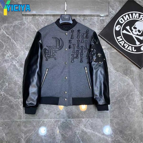 yiciya flocking leather sleeves baseball coat uniform luxury jacket rhudes single breasted warm jackets couples women men varsity coats men&, Black;brown
yiciya flocking leather sleeves baseball coat uniform luxury jacket rhudes single breasted warm jackets couples women men varsity coats men&, Black;brown