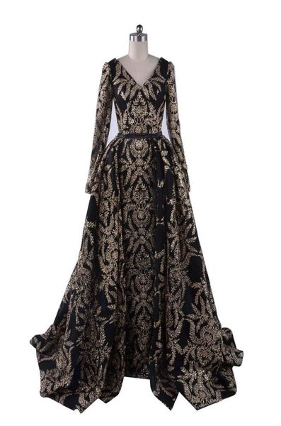 2019 bling sheath prom dresses vneck evening gowns with detachable overskirt split arabic long sleeves ball gown dubai formal gow2358473, Black
2019 bling sheath prom dresses vneck evening gowns with detachable overskirt split arabic long sleeves ball gown dubai formal gow2358473, Black