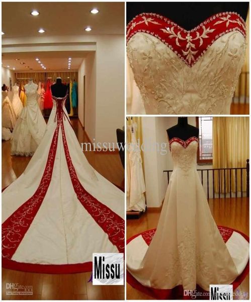 newselling strapless cathedral train tail red and white bridal gown embroidery wedding dress6503111
newselling strapless cathedral train tail red and white bridal gown embroidery wedding dress6503111