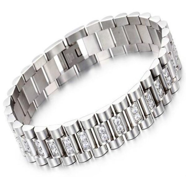watch band style 15mm width 316l stainless steel luxury mens wristband link bracelet with prong setting cz stones kka21995084369, Golden;silver
watch band style 15mm width 316l stainless steel luxury mens wristband link bracelet with prong setting cz stones kka21995084369, Golden;silver