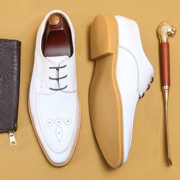 white mens oxford shoes pointed toe genuine calf leather luxury brand lace up business office brogue dress shoes for men, Black
white mens oxford shoes pointed toe genuine calf leather luxury brand lace up business office brogue dress shoes for men, Black