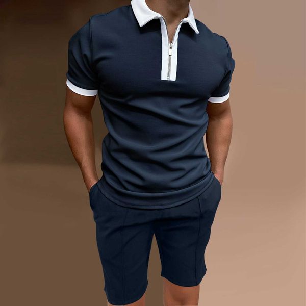 men's tracksuits summer menswear t-shirt short sleeve lapel casual splicing solid color suit, Gray
men's tracksuits summer menswear t-shirt short sleeve lapel casual splicing solid color suit, Gray
