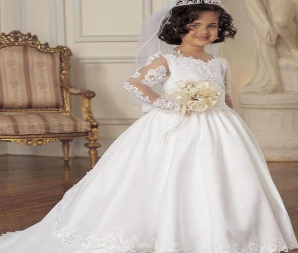 custom made flower girls dresses for weddings party satin applique lace sweep train long sleeves little flower girl dresses 8119839, White;blue
custom made flower girls dresses for weddings party satin applique lace sweep train long sleeves little flower girl dresses 8119839, White;blue