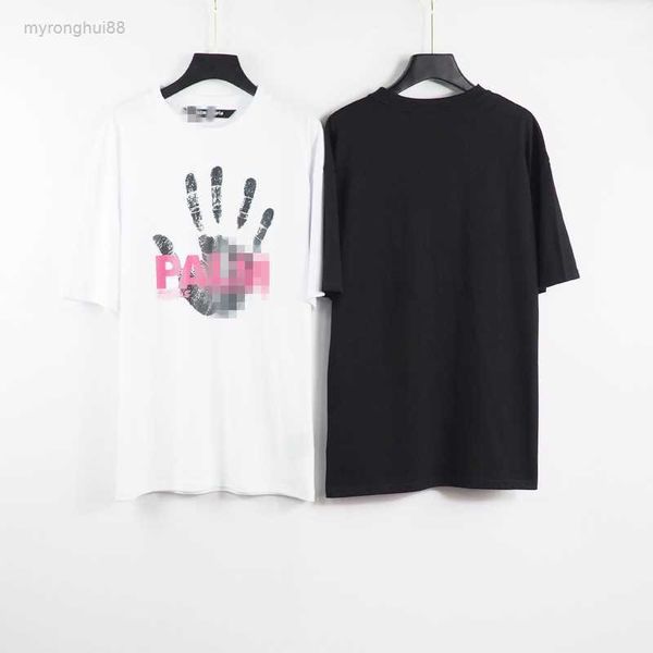 palm letter print short sleeve t-shirt men's and loose neck half voei, White;black
palm letter print short sleeve t-shirt men's and loose neck half voei, White;black