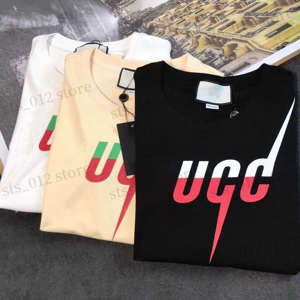 men's t-shirts 23 spring/summer lightning contrast printing short sleeve loose tide t230530, White;black
men's t-shirts 23 spring/summer lightning contrast printing short sleeve loose tide t230530, White;black