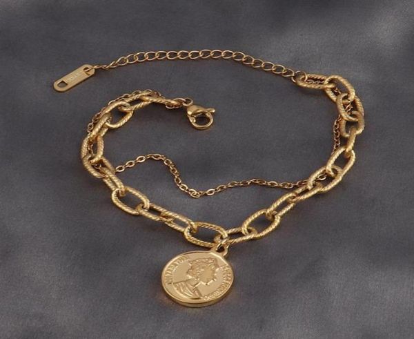 double layer bracelet stainless steel bracelets for women chain charm coin pendant jewelry link8817547, Black
double layer bracelet stainless steel bracelets for women chain charm coin pendant jewelry link8817547, Black