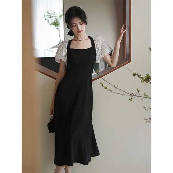 retro black dress summer fashion square collar backless party evening dress elegant french puff sleeve women lace dress sundress, Black;gray
retro black dress summer fashion square collar backless party evening dress elegant french puff sleeve women lace dress sundress, Black;gray