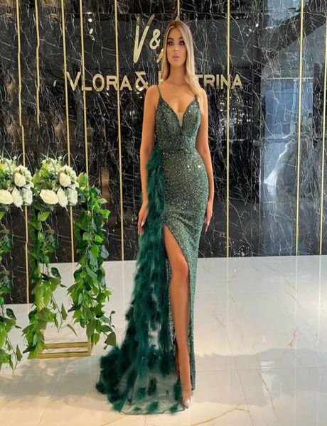 green spaghetti sequined mermaid evening dresses with feathers detachable train high split formal prom dress8377635, Black;red
green spaghetti sequined mermaid evening dresses with feathers detachable train high split formal prom dress8377635, Black;red