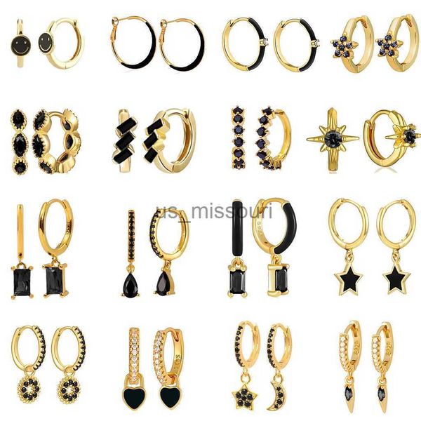 stud 925 sterling silver ear needle black zircon series hoop earring flower enamel round smiley moon earrings for women fine jewelry j230529, Golden;silver
stud 925 sterling silver ear needle black zircon series hoop earring flower enamel round smiley moon earrings for women fine jewelry j230529, Golden;silver