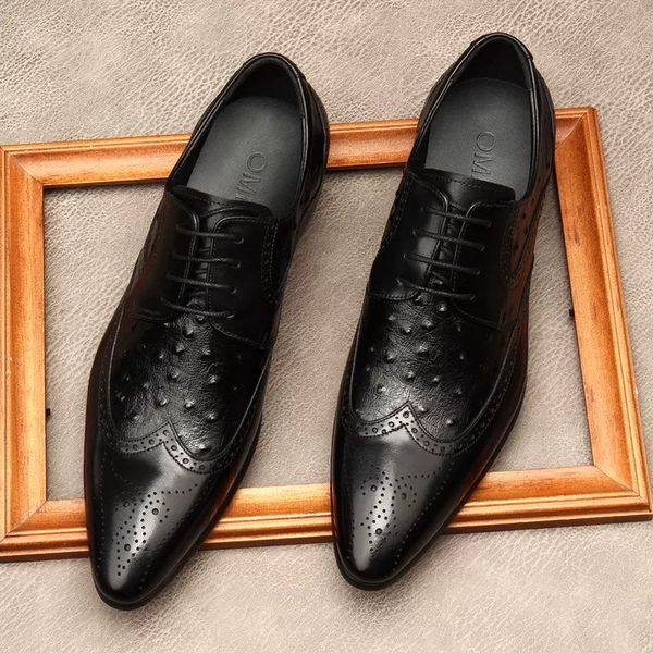 dress shoes men italian style genuine leather mens wedding brogue shoes lace up formal pointed toe shoes party office oxfords, Black
dress shoes men italian style genuine leather mens wedding brogue shoes lace up formal pointed toe shoes party office oxfords, Black