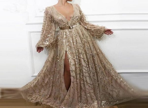 sequined long sleeves prom dresses with sash deep v neck front split evening dress slit celebrity party vestidos8517999, Black
sequined long sleeves prom dresses with sash deep v neck front split evening dress slit celebrity party vestidos8517999, Black