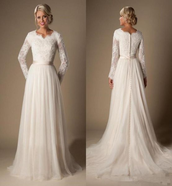 new modest aline lace tulle temple wedding dresses long sleeves vneck sheer sleeves trains buttons back bridal gown plus size ar4565577, White
new modest aline lace tulle temple wedding dresses long sleeves vneck sheer sleeves trains buttons back bridal gown plus size ar4565577, White