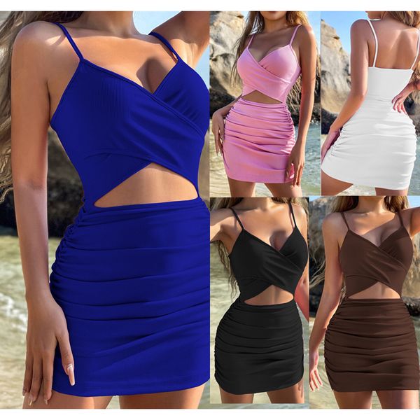 2023 designer streetwear v neck mini dresses summer y2k trend sleeveless backless hollow out bodycon dress solid women clothing wholesale bu, Black;gray
2023 designer streetwear v neck mini dresses summer y2k trend sleeveless backless hollow out bodycon dress solid women clothing wholesale bu, Black;gray