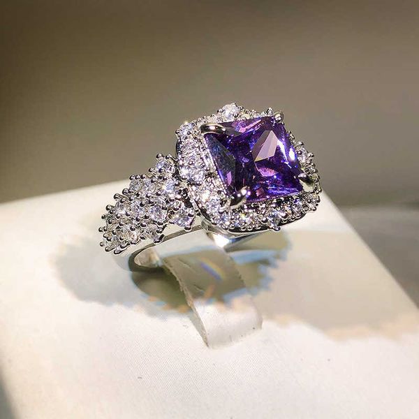band rings delicate 925 silver color ring rectangle purple zircon open finger ring wedding jewelry accessories for women aa230530
band rings delicate 925 silver color ring rectangle purple zircon open finger ring wedding jewelry accessories for women aa230530
