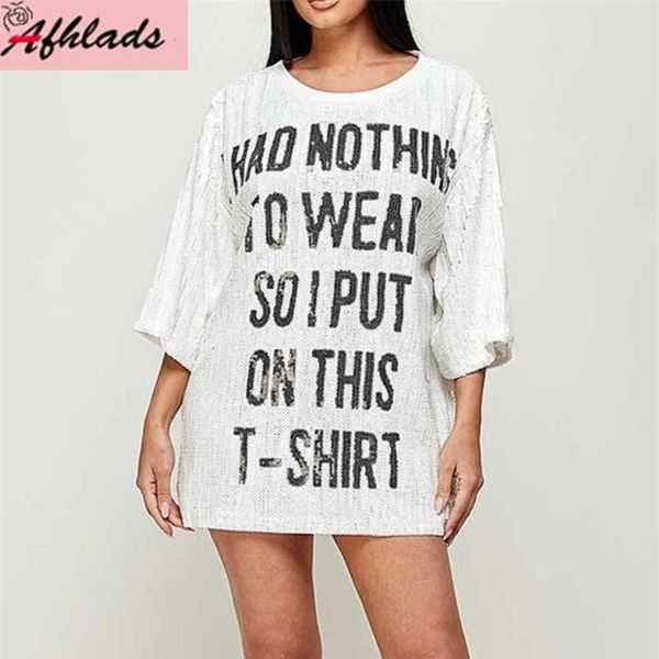 t-shirt summer new letter print sequin loose tshirts women's half sleeved nightclub female streetwear hiphop, White
t-shirt summer new letter print sequin loose tshirts women's half sleeved nightclub female streetwear hiphop, White
