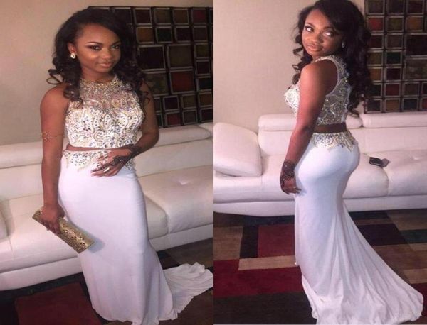 2019 two pieces prom dresses rhinestones beaded white luxury mermaid formal evening gowns elastic silk like satin5139618, Black
2019 two pieces prom dresses rhinestones beaded white luxury mermaid formal evening gowns elastic silk like satin5139618, Black