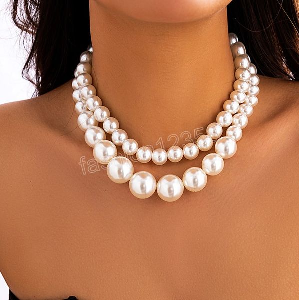 2pcs/set exaggerated big imitation pearl clavicle chain necklace for women wed bridal beads choker grunge jewelry, Silver
2pcs/set exaggerated big imitation pearl clavicle chain necklace for women wed bridal beads choker grunge jewelry, Silver