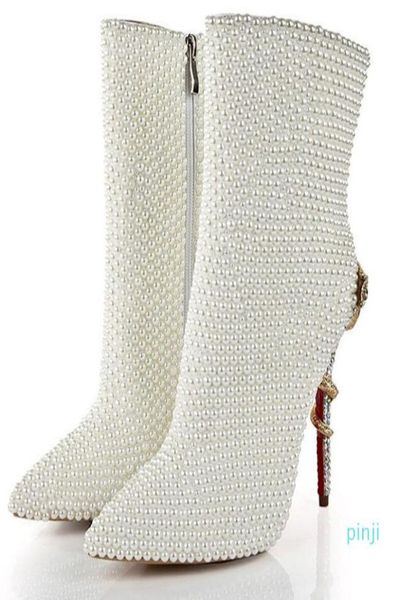 full glossy white pearl ankle boots crystal gold snake twined high heels pointed toe woman winter plush short wedding boots5293445, Black
full glossy white pearl ankle boots crystal gold snake twined high heels pointed toe woman winter plush short wedding boots5293445, Black
