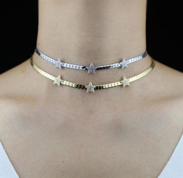 classic trendy women jewelry gold color herringbone star chain micro pave clear white cz charm choker necklace choker6951259, Golden;silver
classic trendy women jewelry gold color herringbone star chain micro pave clear white cz charm choker necklace choker6951259, Golden;silver