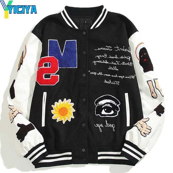 yiciya men's jackets men sun embroidery varsity jacket pu leather stitching color matching baseball uniform couple oversized autumn win, Black;brown
yiciya men's jackets men sun embroidery varsity jacket pu leather stitching color matching baseball uniform couple oversized autumn win, Black;brown