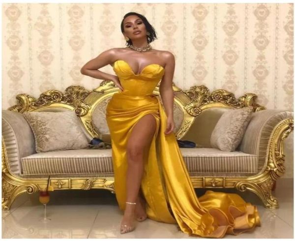 2022 yellow gold sweetheart satin mermaid split long prom dresses black girls ruched formal sweep train formal party evening gowns2748096
2022 yellow gold sweetheart satin mermaid split long prom dresses black girls ruched formal sweep train formal party evening gowns2748096